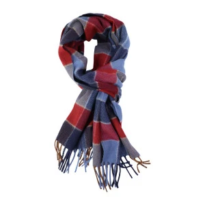 Dante Cashmere Wol Shawl  | Bordo Rafblauw geblokt