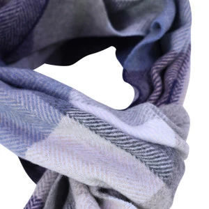 Dante Wol Kasjmier Shawl | Blauw Grijs Geblokt