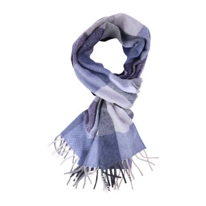 Dante Wol Kasjmier Shawl | Blauw Grijs Geblokt