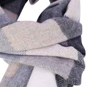 Dante Wol Kasjmier Shawl | Beige Grijs Geblokt