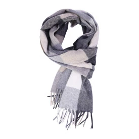 Dante Wol Kasjmier Shawl | Beige Grijs Geblokt