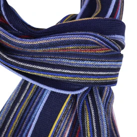 Dante Shawl Gebreid | Blauw Marine Gestreept