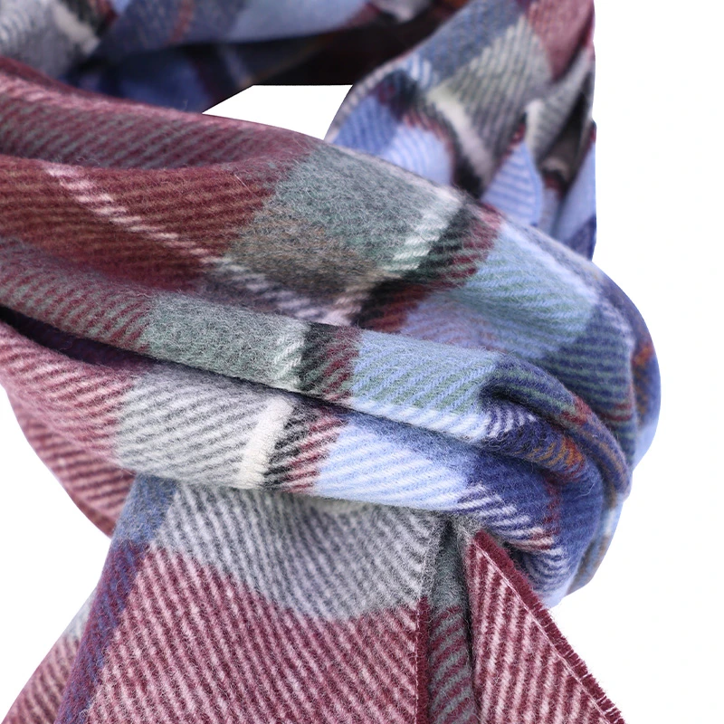 Dante Kasjmier Shawl | Bordo Blauw Geruit | www.pietkoopmans.nl