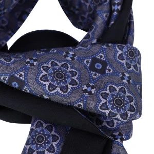 Dante Zijde Wol Shawl | Grijs Blauwe Print