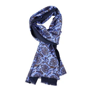 Dante Zijde Wol Shawl | Lichtblauw Bruin
