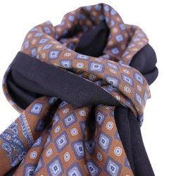 City Sport Zijde Modaal Shawl | Bruin Blauwe medallions