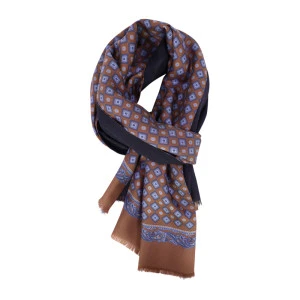 City Sport Zijde Modaal Shawl | Bruin Blauwe medallions
