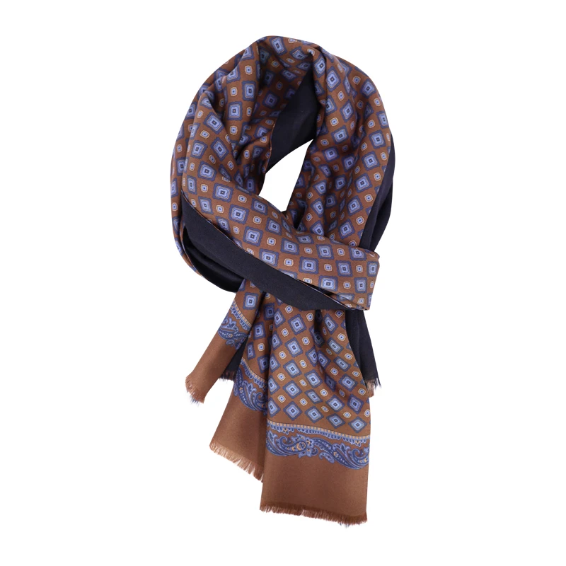 City Sport Zijde Modaal Shawl | Bruin Blauwe medallions | www.pietkoopmans.nl