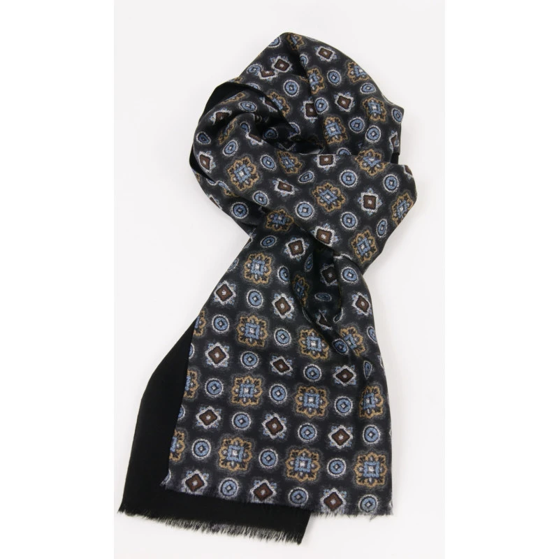 Dante Foulard Sjaal | Zwart Blauw Goud | www.pietkoopmans.nl