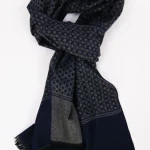 Shawl Geweven Viscose | Grijs Marine Gestipt | www.pietkoopmans.nl