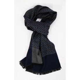 Shawl Geweven Viscose | Grijs Marine Gestipt
