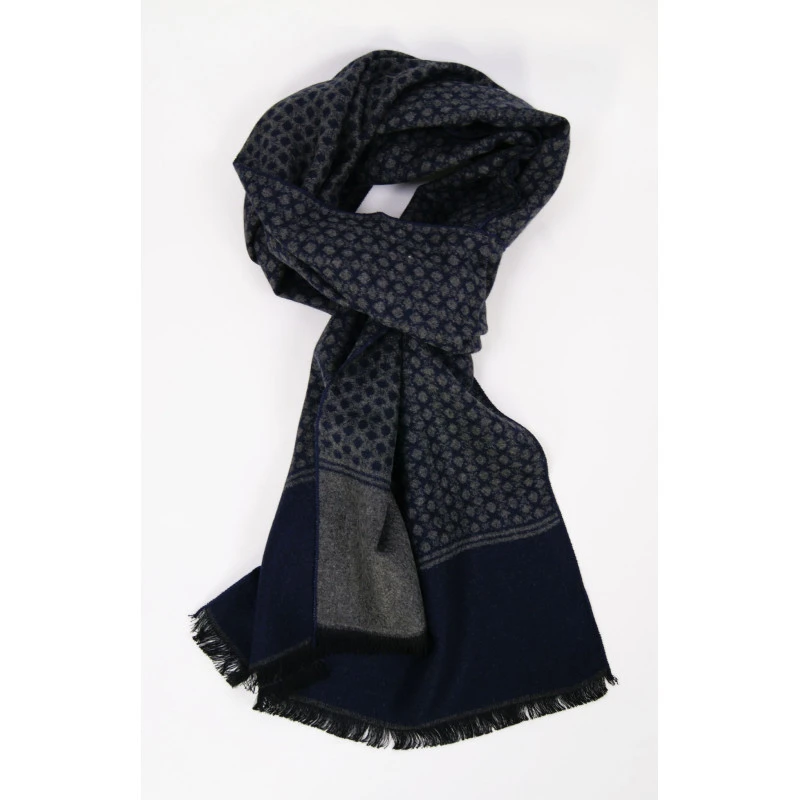Shawl Geweven Viscose | Grijs Marine Gestipt | www.pietkoopmans.nl
