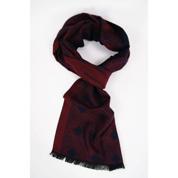 Shawl Geweven Viscose | Bordo Marine Print | www.pietkoopmans.nl