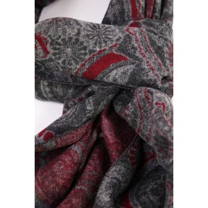 Shawl Geweven Viscose | Bordo Grijs Paisley