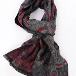Shawl Geweven Viscose | Bordo Grijs Paisley | www.pietkoopmans.nl