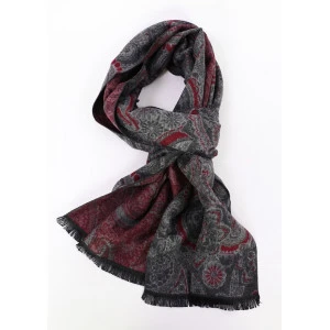 Shawl Geweven Viscose | Bordo Grijs Paisley