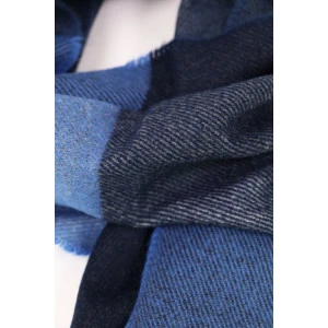 Shawl Geweven | Marine Blauw Geblokt