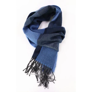 Shawl Geweven | Marine Blauw Geblokt