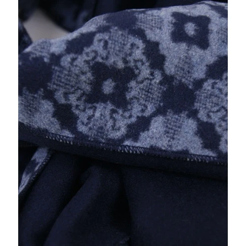Shawl Geweven Viscose | Blauw Marine Print | www.pietkoopmans.nl