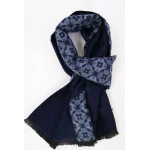 Shawl Geweven Viscose | Blauw Marine Print | www.pietkoopmans.nl