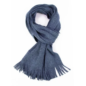 Tricot Gebreid Wollen Shawl | Blauw Melange
