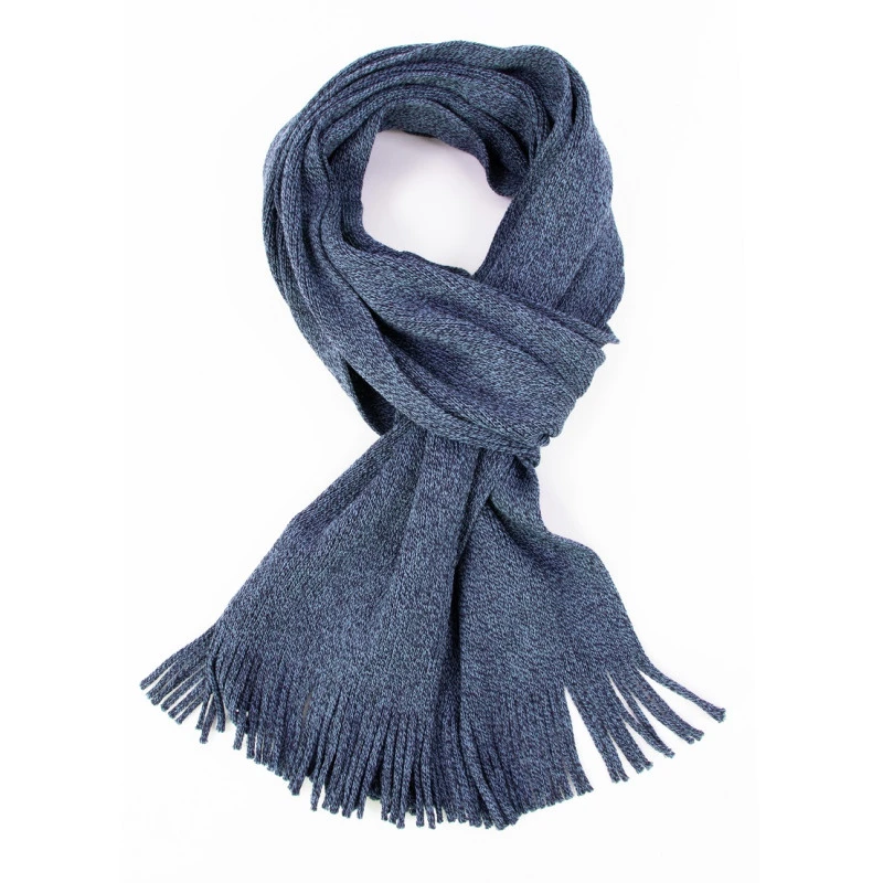 Tricot Gebreid Wollen Shawl | Blauw Melange | www.pietkoopmans.nl