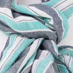 Katoenen Sjaal | Mint Marine Gestreept | www.pietkoopmans.nl