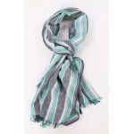 Katoenen Sjaal | Mint Marine Gestreept | www.pietkoopmans.nl