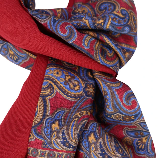 Foulard Luxe Shawl | Goud Op Rood Paisley | www.pietkoopmans.nl