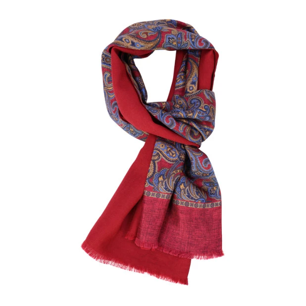 Foulard Luxe Shawl | Goud Op Rood Paisley | www.pietkoopmans.nl