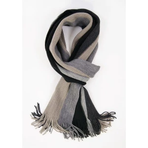 Shawl Tricot | Zwart Grijs Gestreept