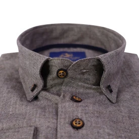 Eden Valley Flanel Overhemd | Taupe Visgraat