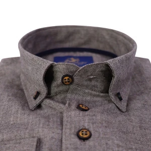 Eden Valley Flanel Overhemd | Taupe Visgraat