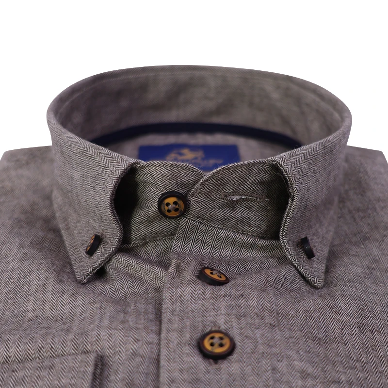 Eden Valley Flanel Overhemd | Taupe Visgraat | www.pietkoopmans.nl