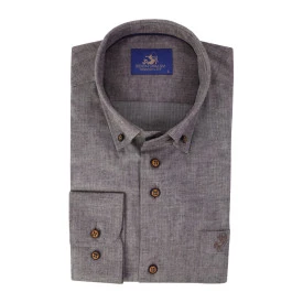 Eden Valley Flanel Overhemd | Taupe Visgraat