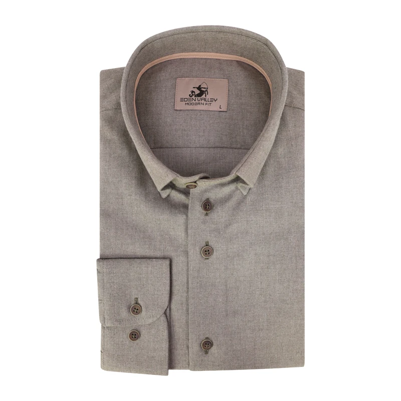 Eden Valley Flanel Overhemd | Khaki | www.pietkoopmans.nl