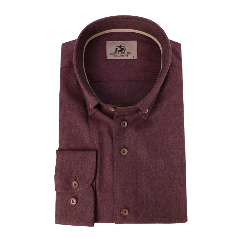Eden Valley Flanel Overhemd | Bordeaux | www.pietkoopmans.nl
