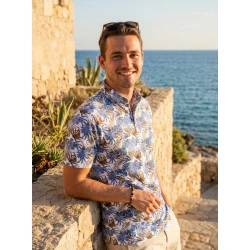 Eden Valley Polo | Blue Brown Leaves