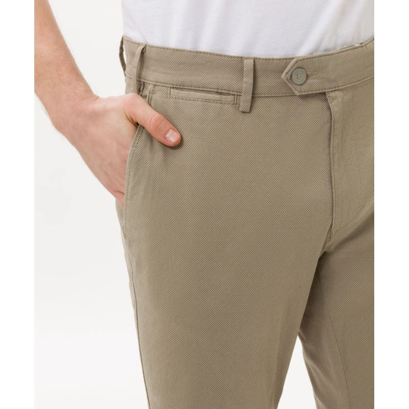 Eurex Chino Broek | Khaki Print | www.pietkoopmans.nl