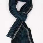 Shawl Tricot Gebreid | Groen Zwart Gestreept