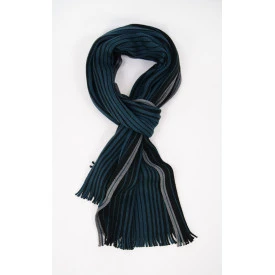 Shawl Tricot Gebreid | Groen Zwart Gestreept