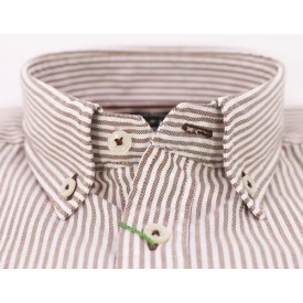 Fynch-Hatton Overhemd | Taupe Gestreept