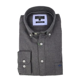 Fynch Hatton Overhemd Premium Flanel | Antraciet