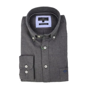 Fynch Hatton Overhemd Premium Flanel | Antraciet