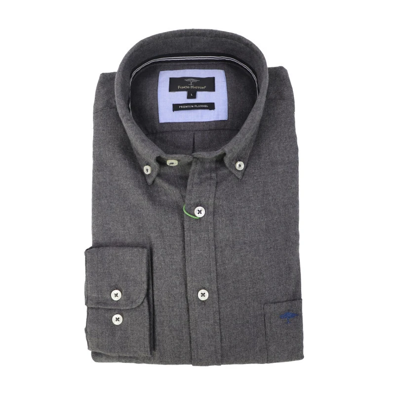 Fynch Hatton Overhemd Premium Flanel | Antraciet | www.pietkoopmans.nl