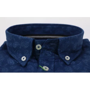 Fynch Hatton Overhemd Premium Flanel | Blauw Paisley