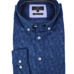 Fynch Hatton Overhemd Premium Flanel | Blauw Paisley | www.pietkoopmans.nl