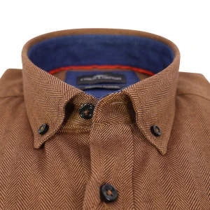 Fynch Hatton Overhemd Twill Flanel | Brons
