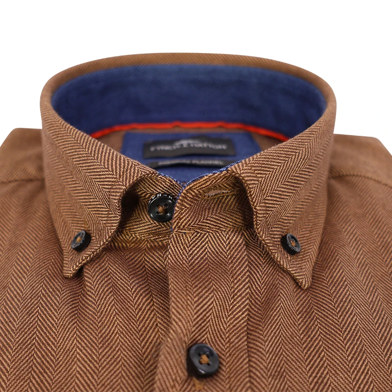 Fynch Hatton Overhemd Twill Flanel | Brons | www.pietkoopmans.nl
