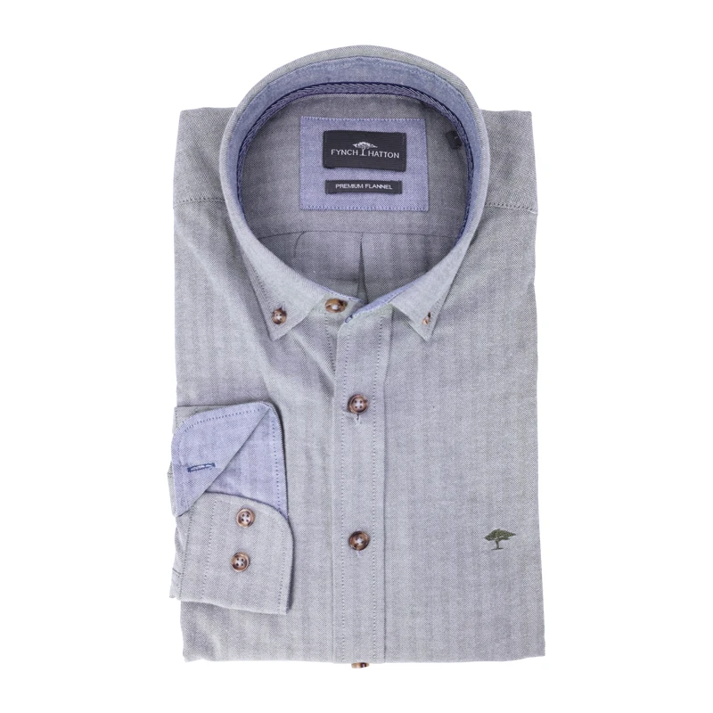 Fynch Hatton Shirt Premium Flanel | Groen | www.pietkoopmans.nl